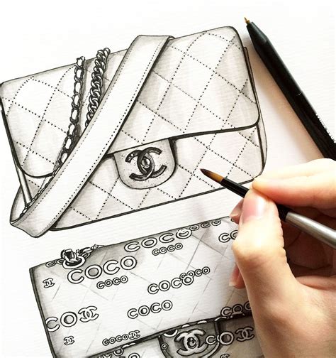 how to draw a chanel handbag|Chanel bag illustration.